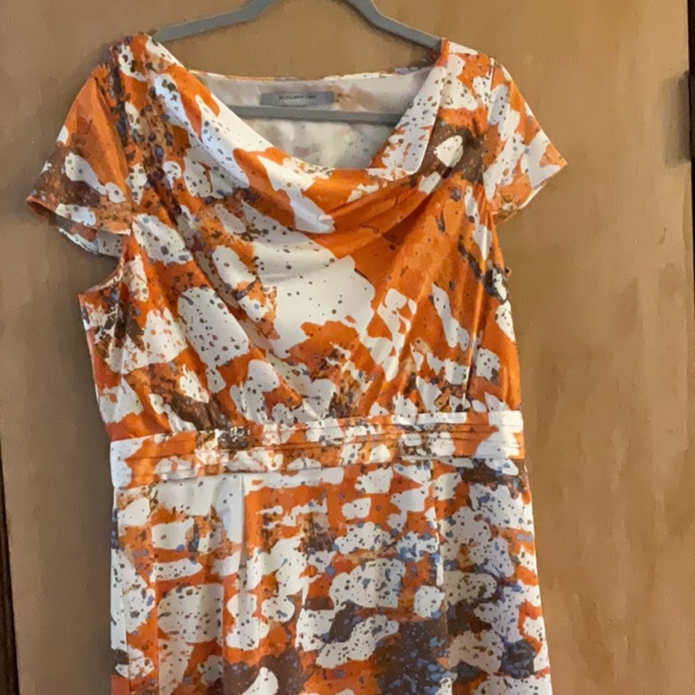 Marc New York Orange and White Abstract Dress